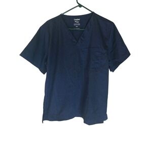 Landau All Day Navy‎ Blue V-Neck Medical Scrub Top Small SML Medical Hospital